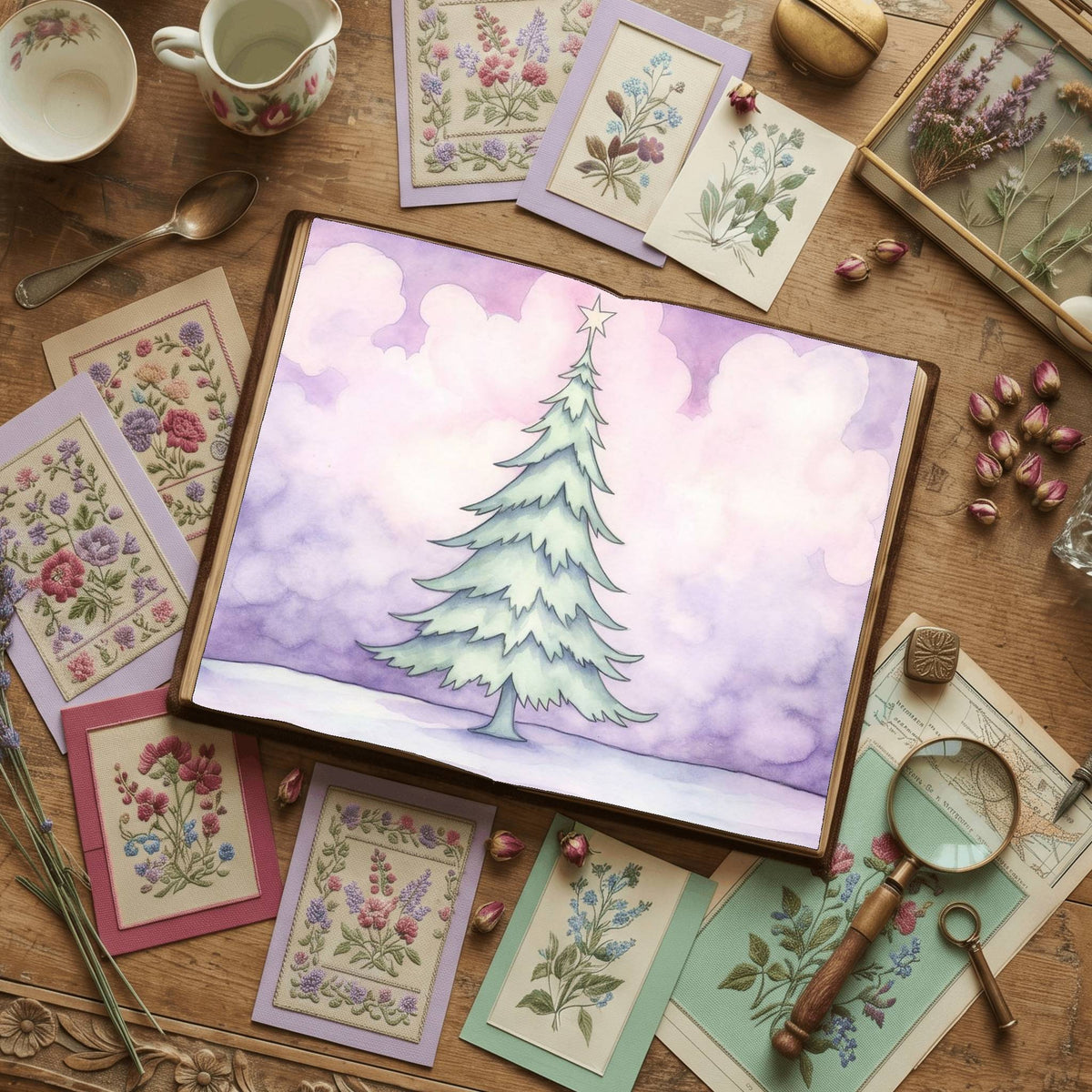 Pastel Chirstmas Tree Digital Papers