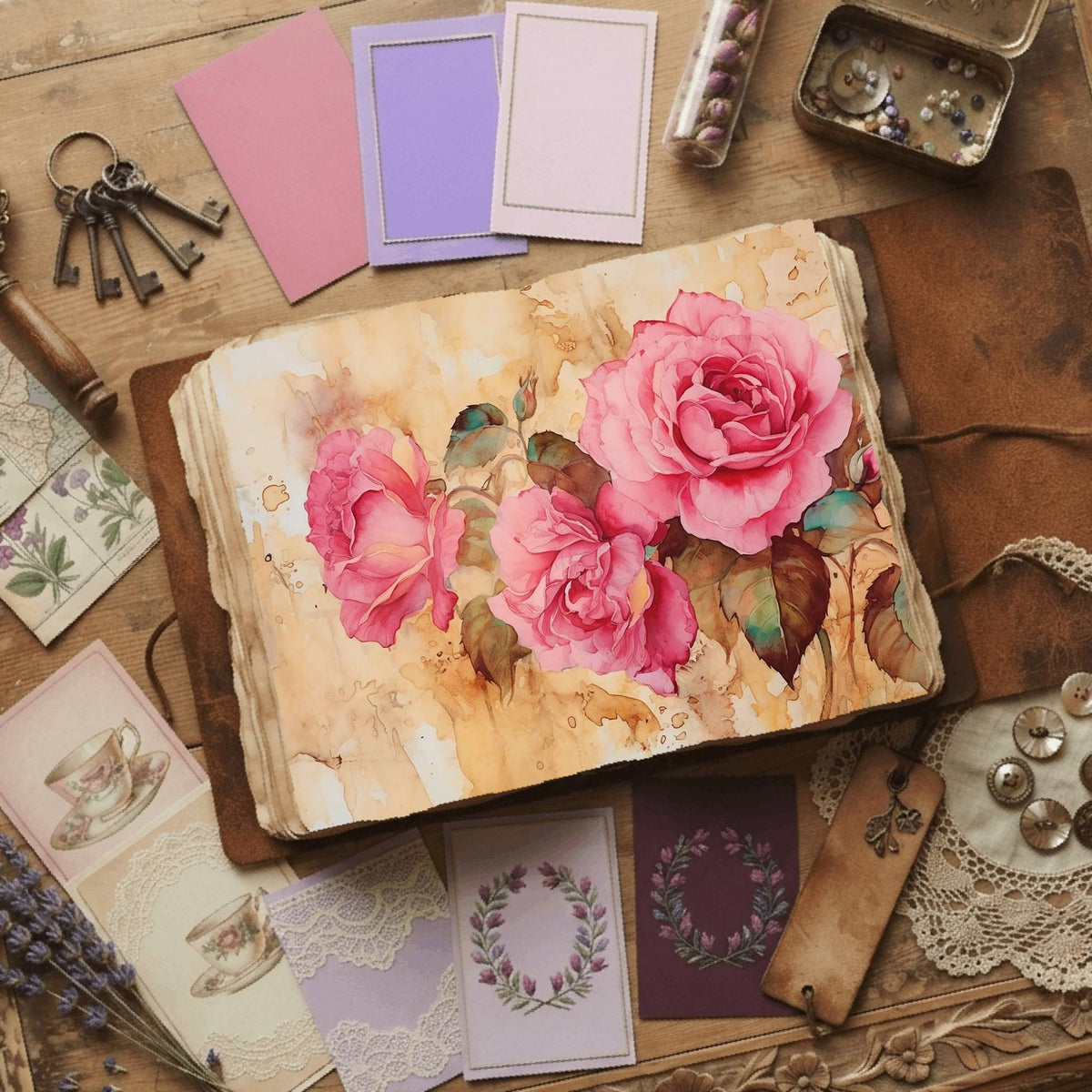 Pink Rose printable junk journal paper, page preview 12
