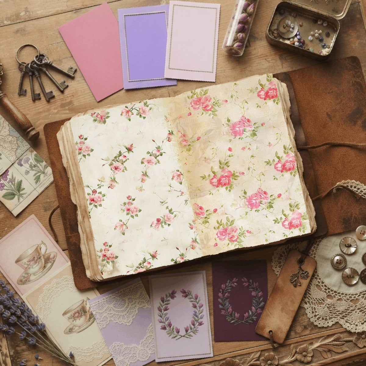 Pink Roses printable junk journal paper, page preview 12