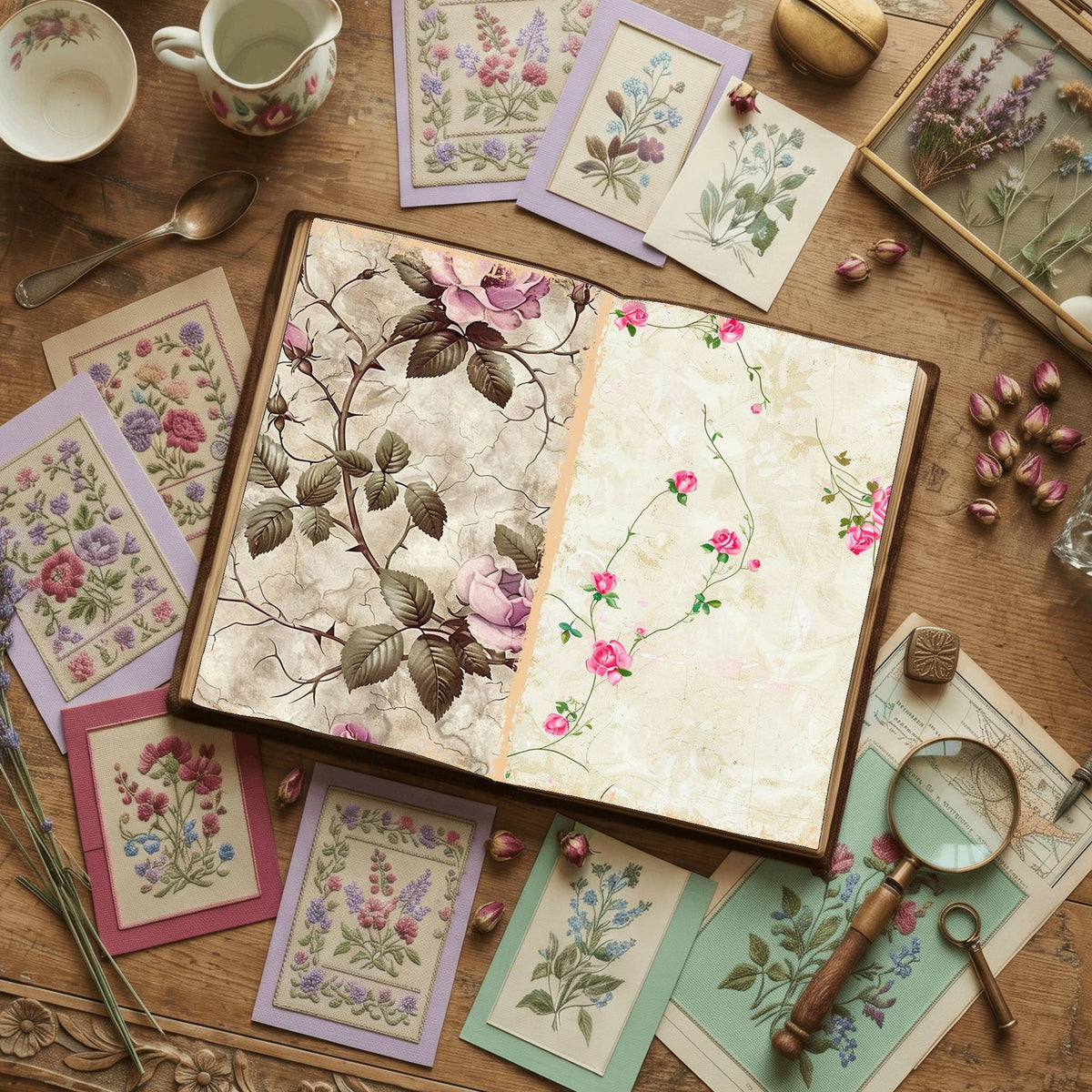 Pink Roses printable junk journal paper, page preview 12