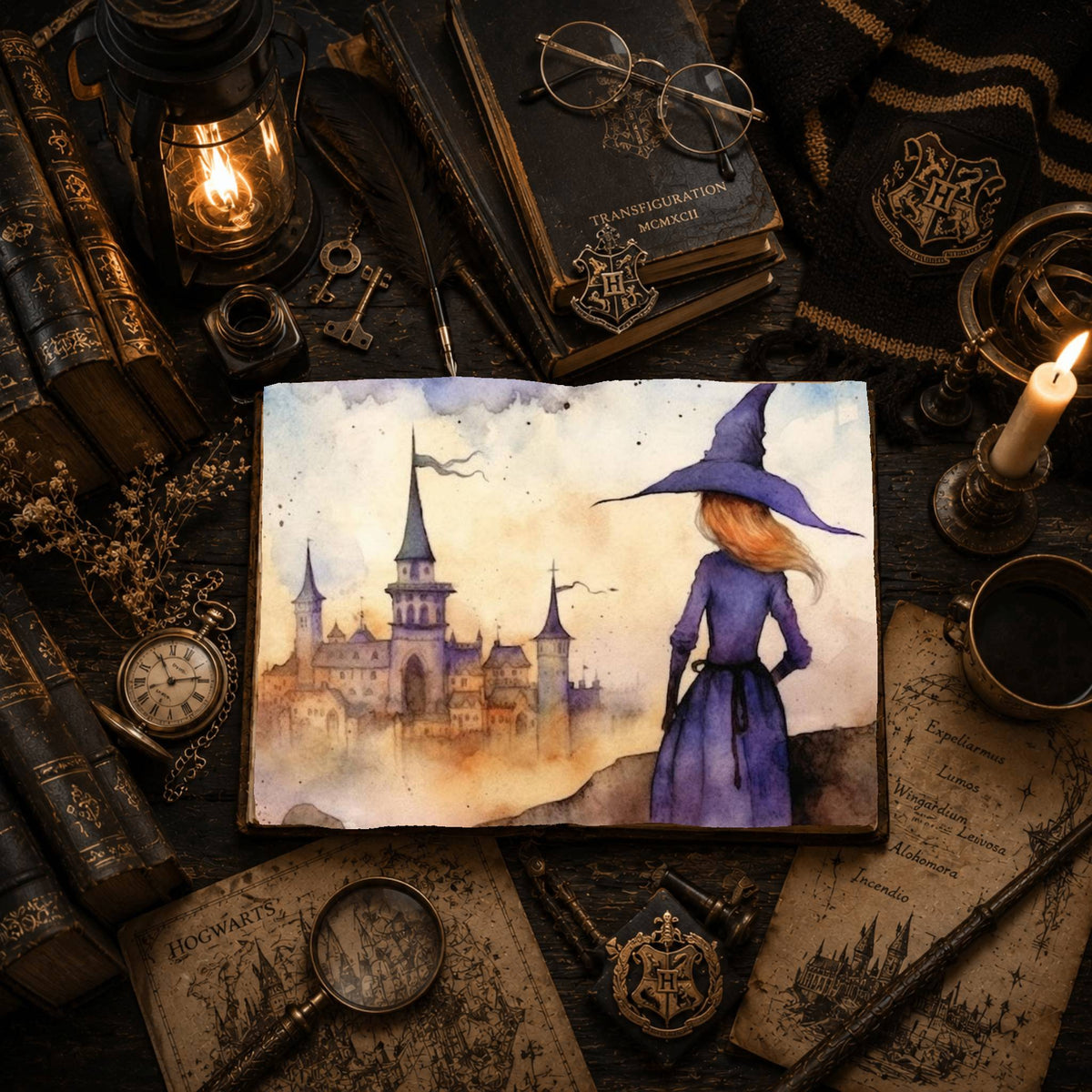 Purple Watercolour Witch Digital Papers