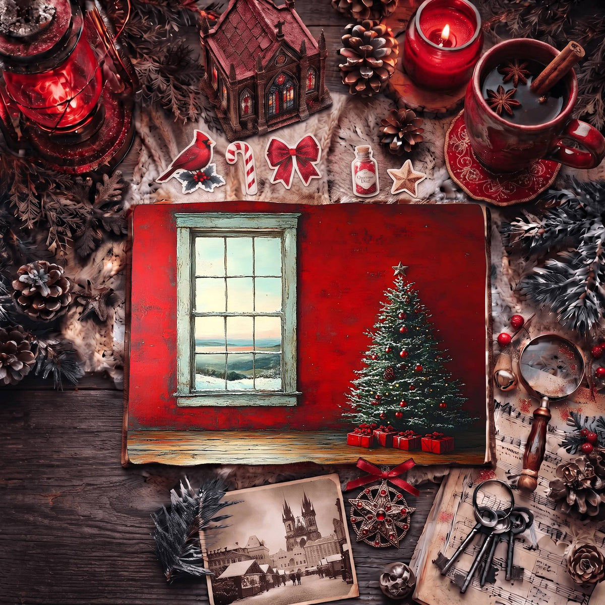 Red Christmas Digital Papers