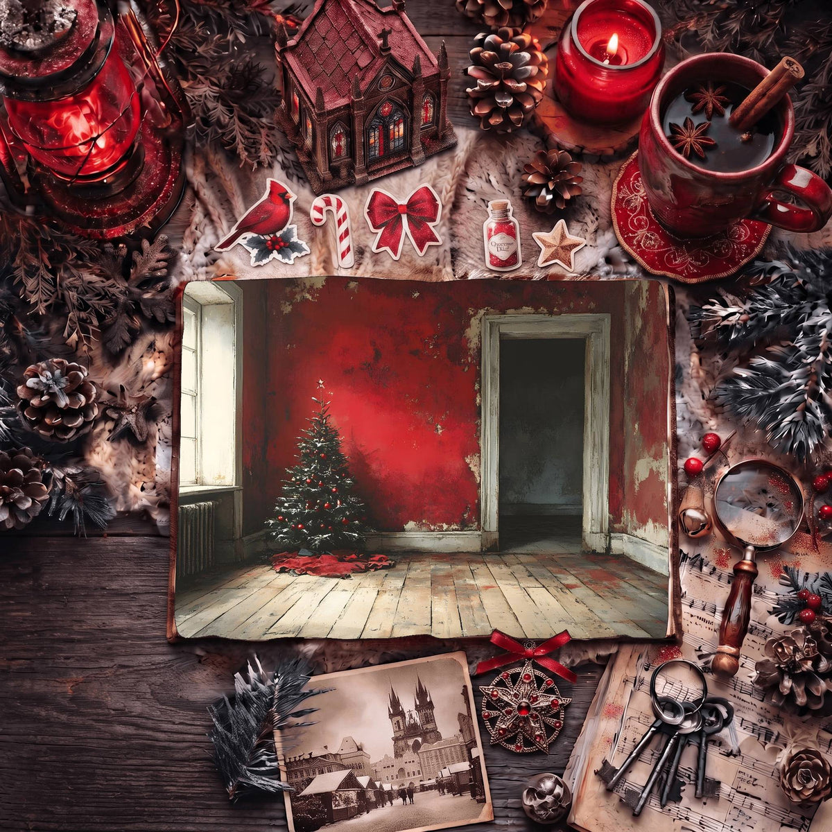Red Christmas Digital Papers