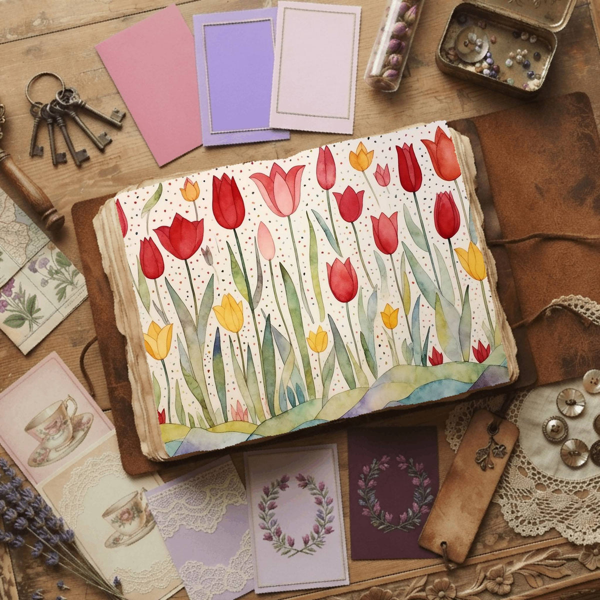 Red Tulips Digital Papers