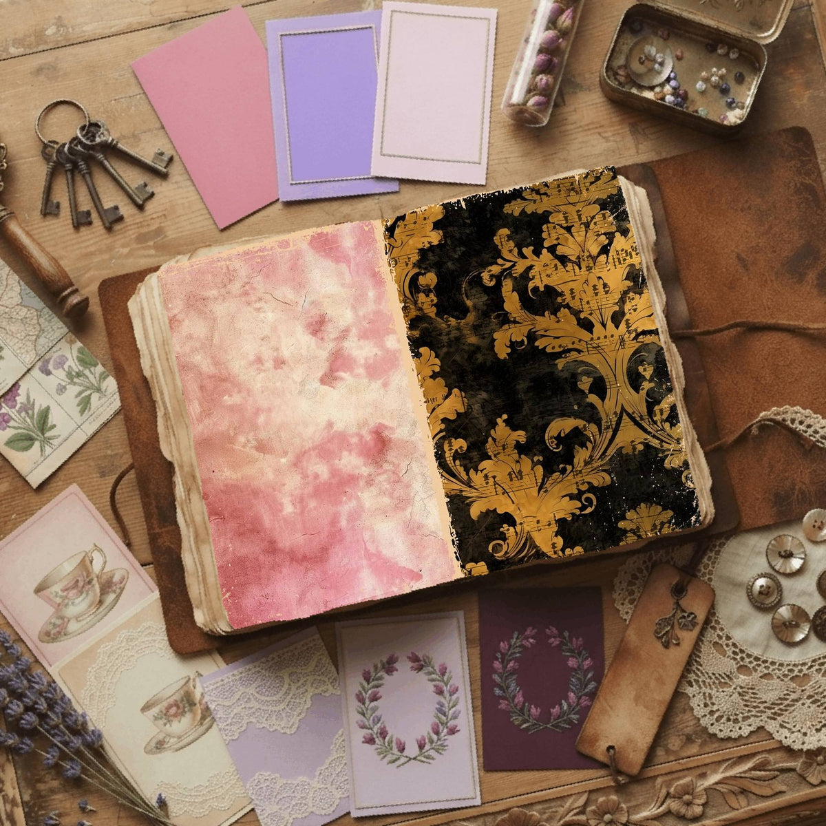 Regal Damask printable junk journal paper, page preview 12