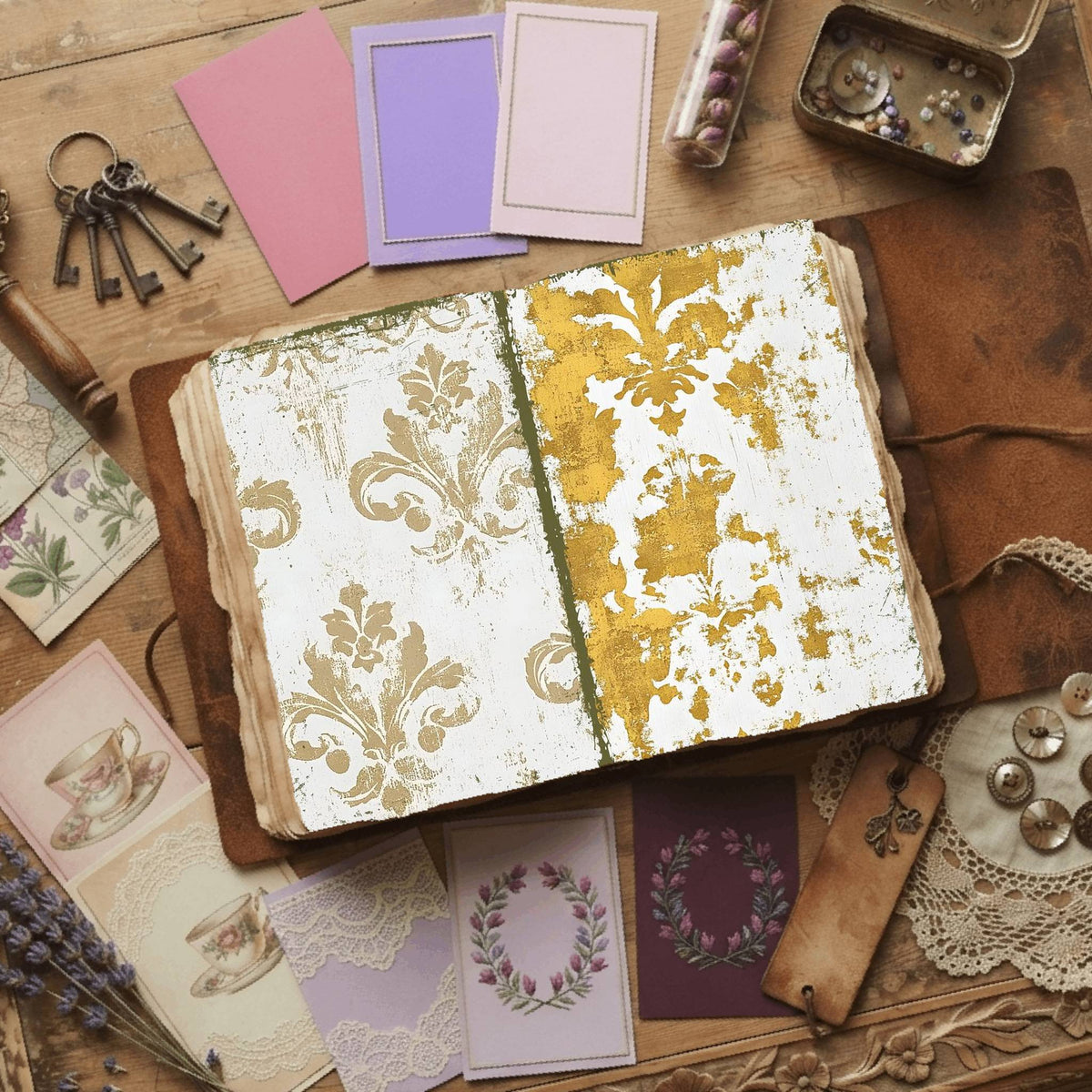 Regal Damask printable junk journal paper, page preview 12