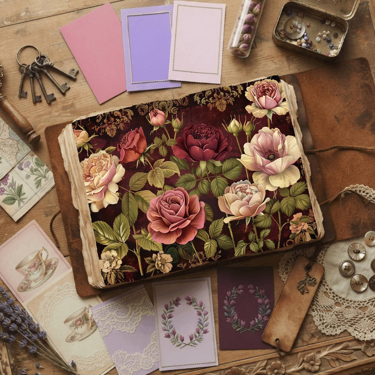 Regal Flora printable junk journal paper, page preview 12