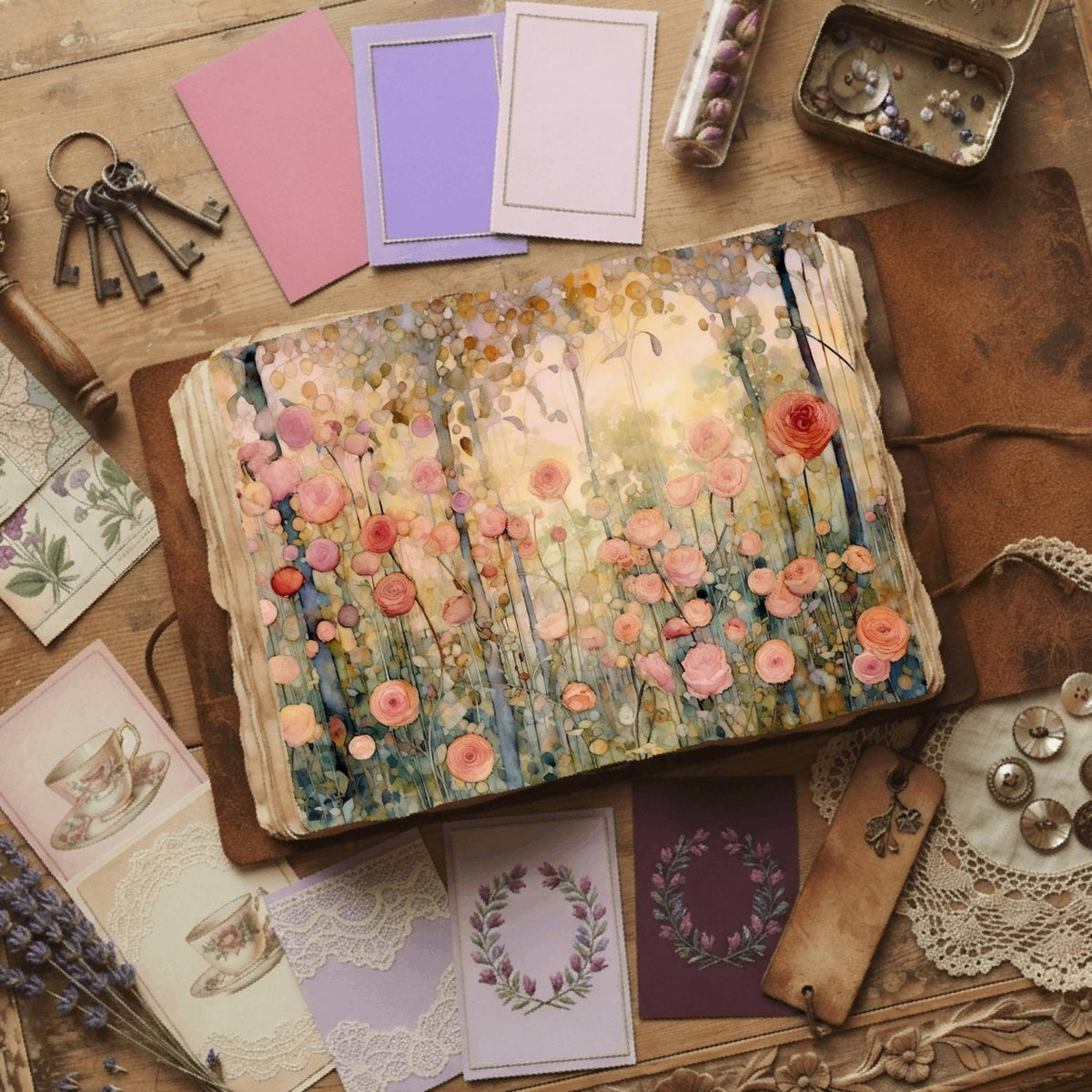 Rose Garden printable junk journal paper, page preview 12