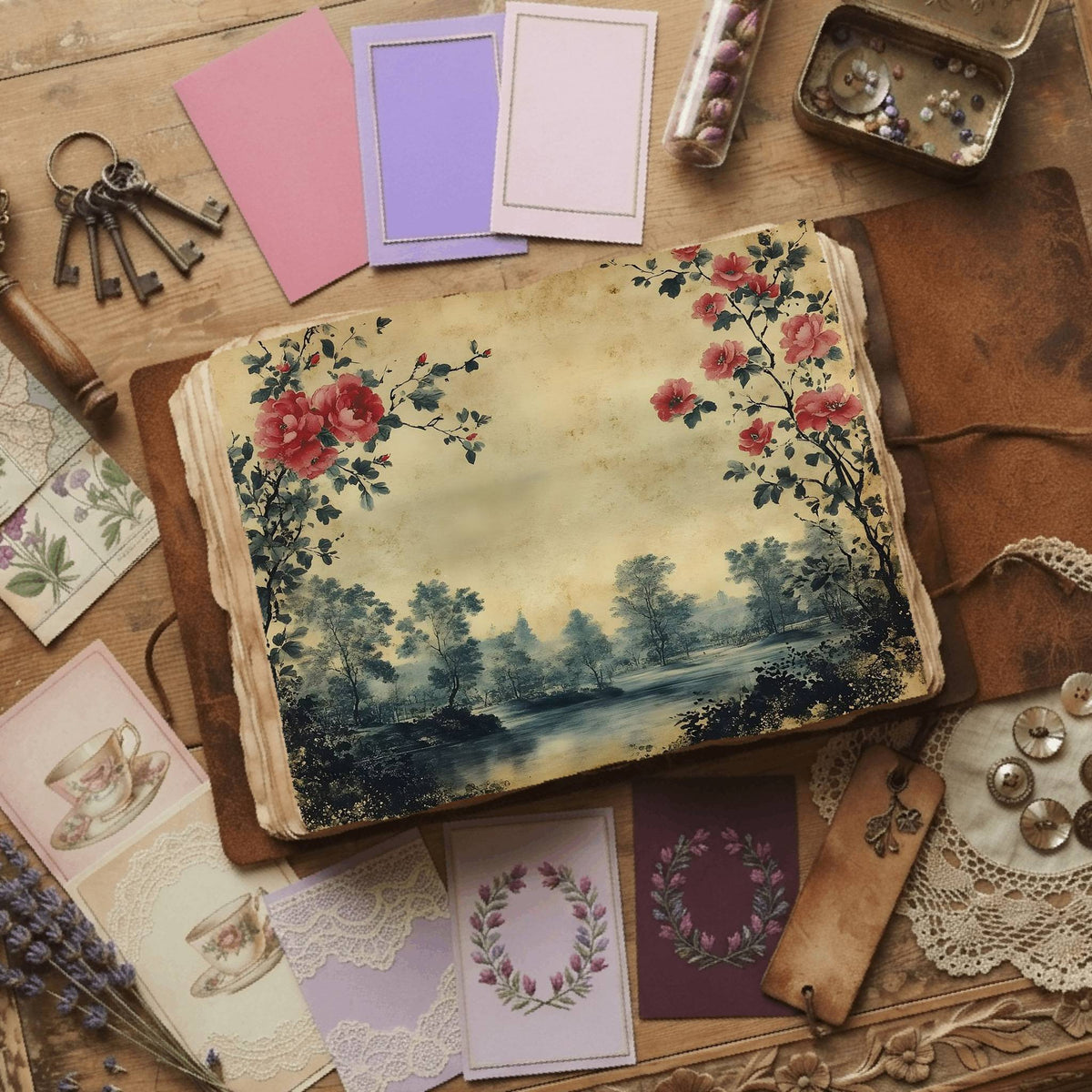 Royal Gardens printable junk journal paper, page preview 12
