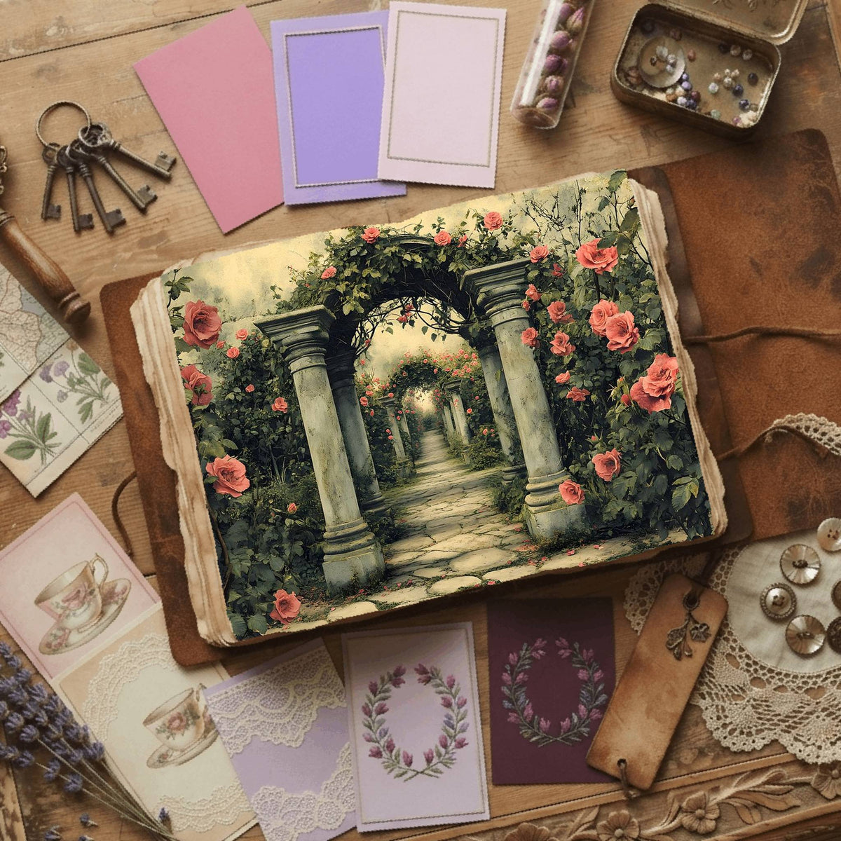 Secret Garden printable junk journal paper, page preview 12
