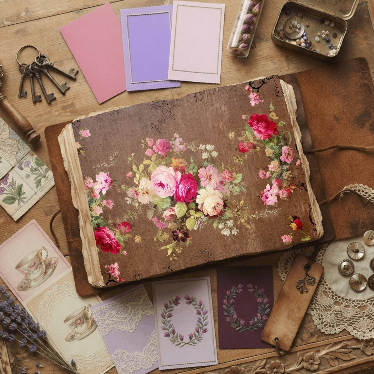 Summer Roses printable junk journal paper, page preview 12