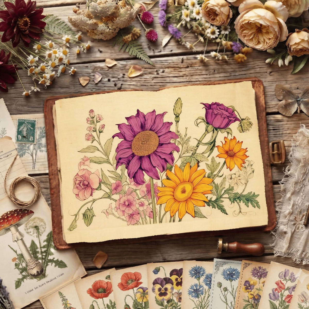 Sunflowers And Roses printable junk journal paper, page preview 12