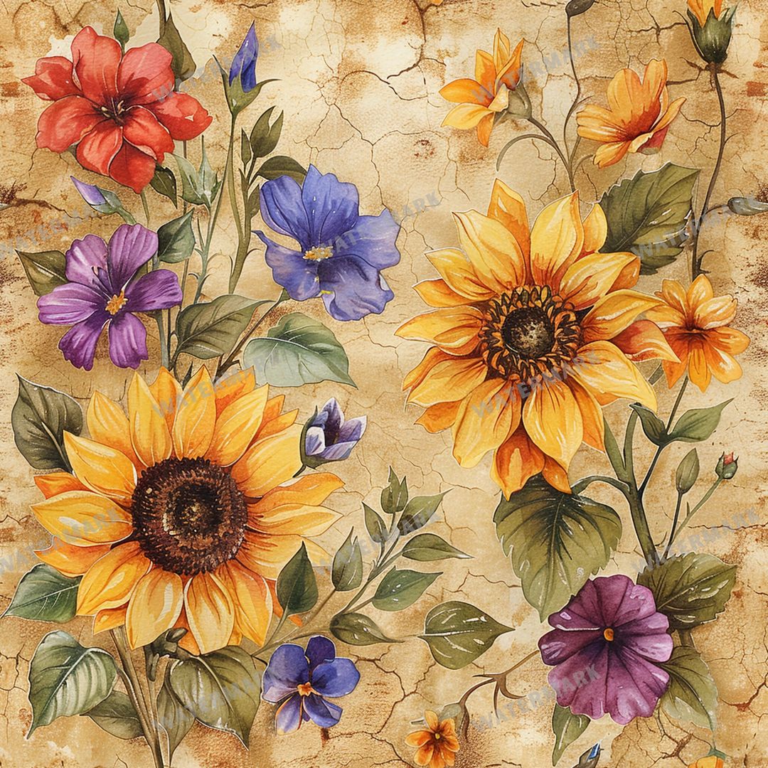 Sunflowers Seamless Pattern