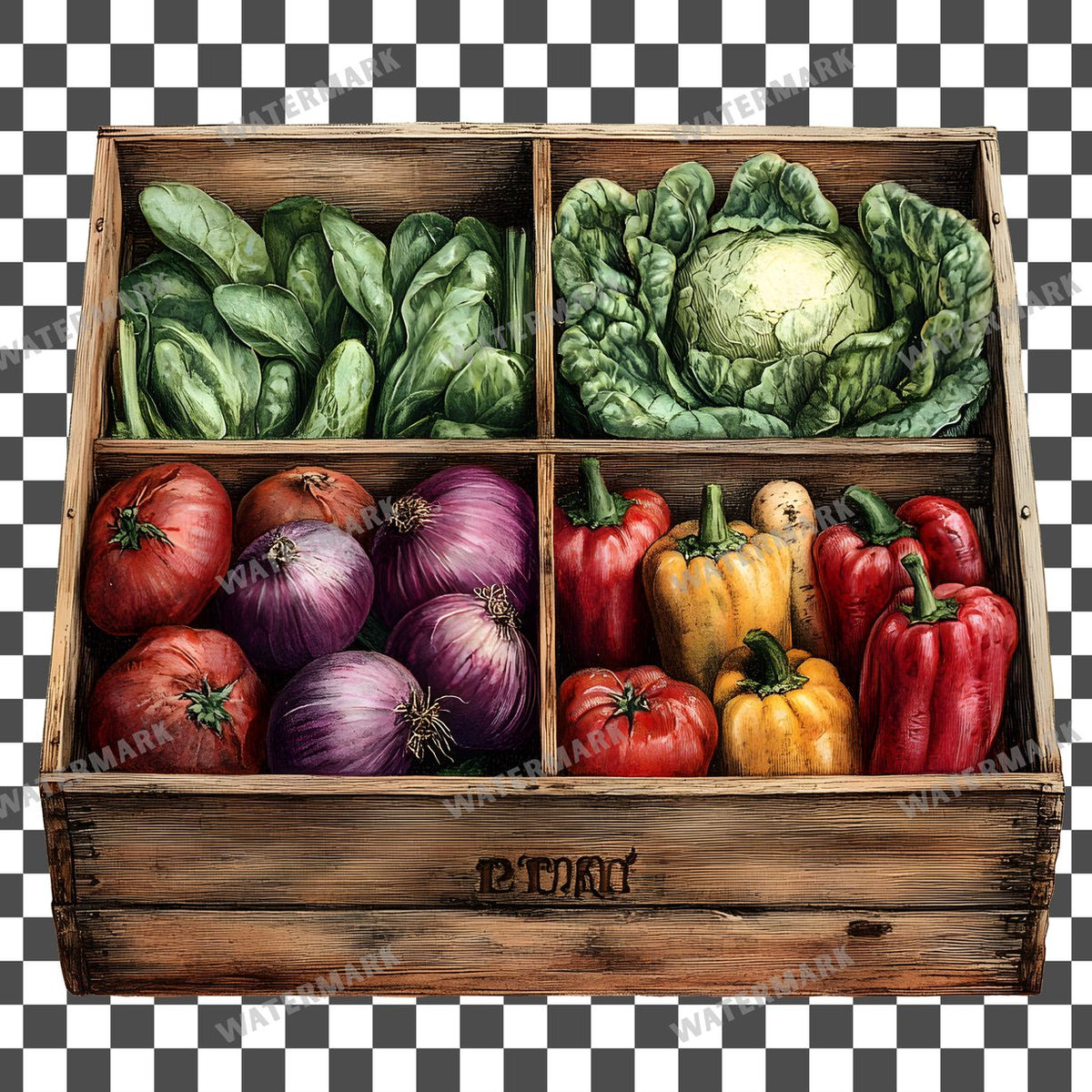 Vegetables Vintage Style Clipart Pngs