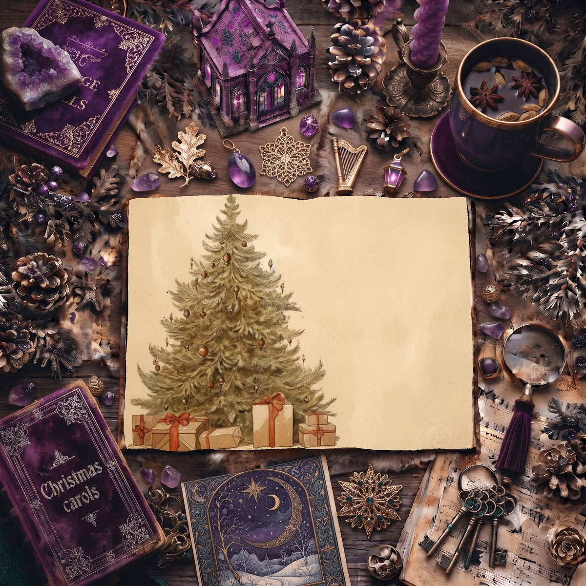 Vintage Christmas Tree Digital Papers