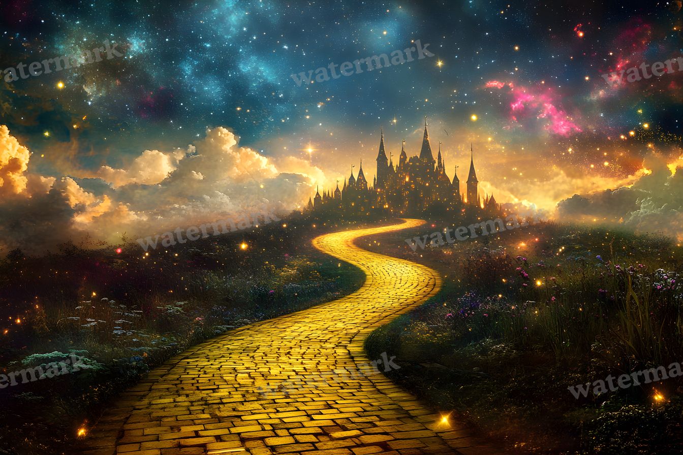 Wizard Of Oz Dreamscape With Floating Yellow Brick Road Backdrop Images