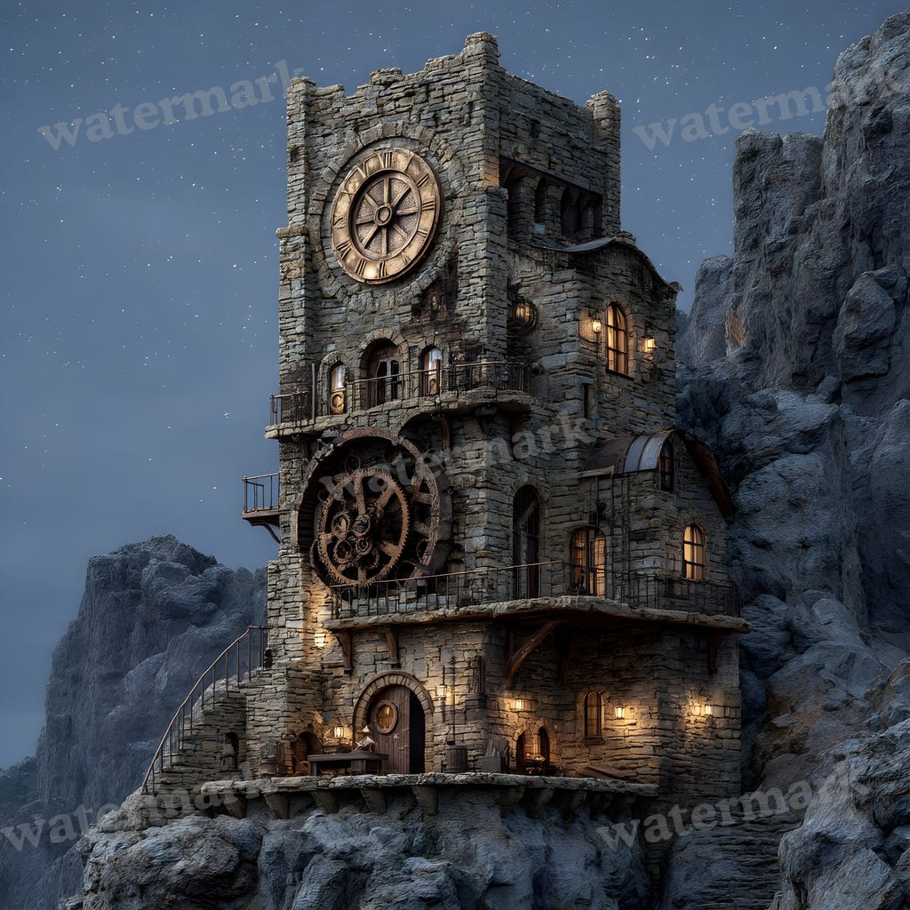 Wizardsteampunk Mountain Tower Backdrop Images
