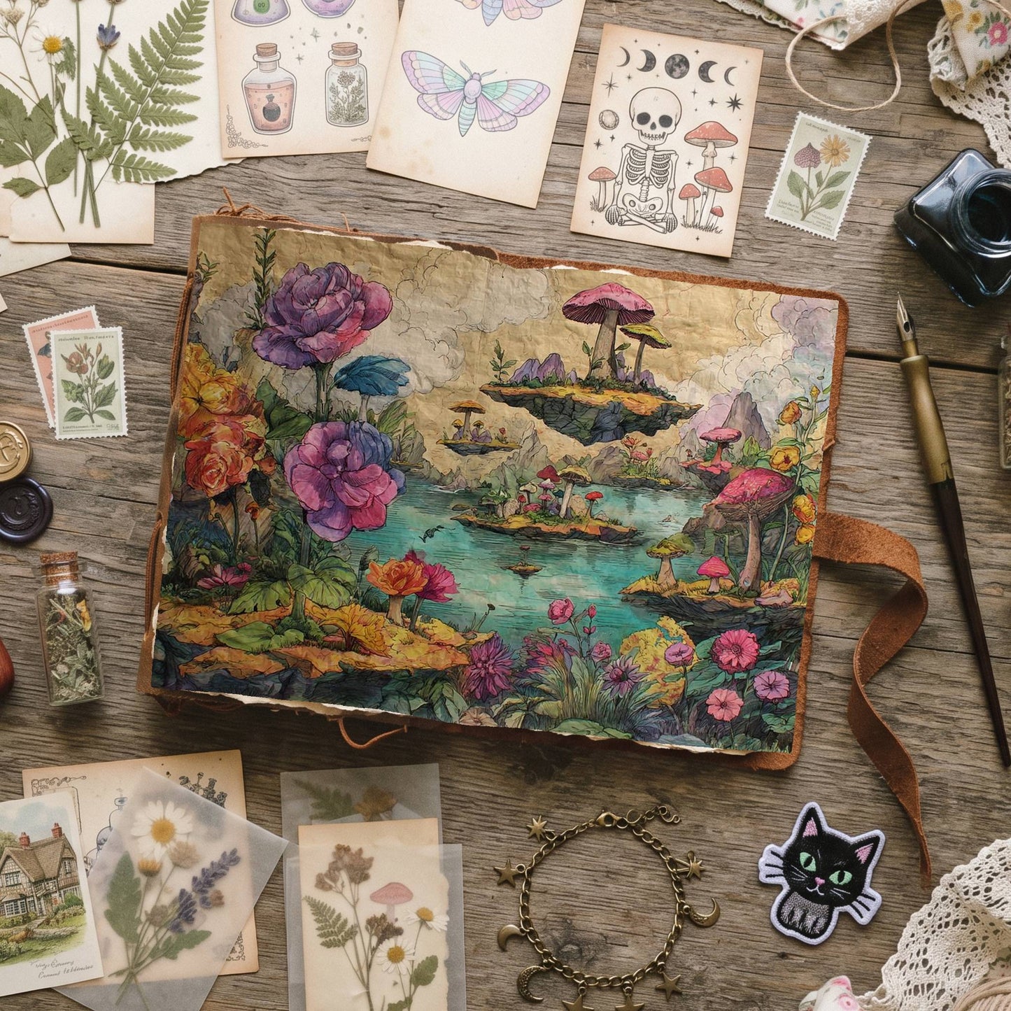 Wonderland Mushrooms Whimsical Digital Papers