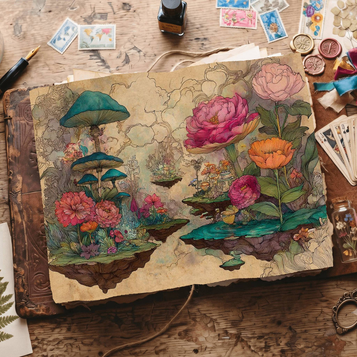 Wonderland Whimsical Landscape Digital Papers