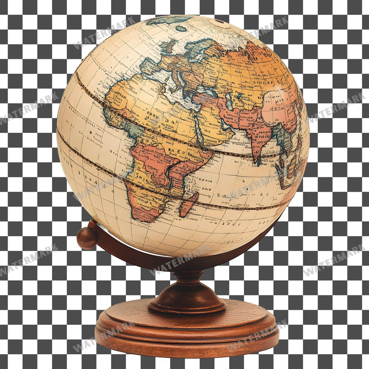World Globe Vintage Style Clipart Pngs