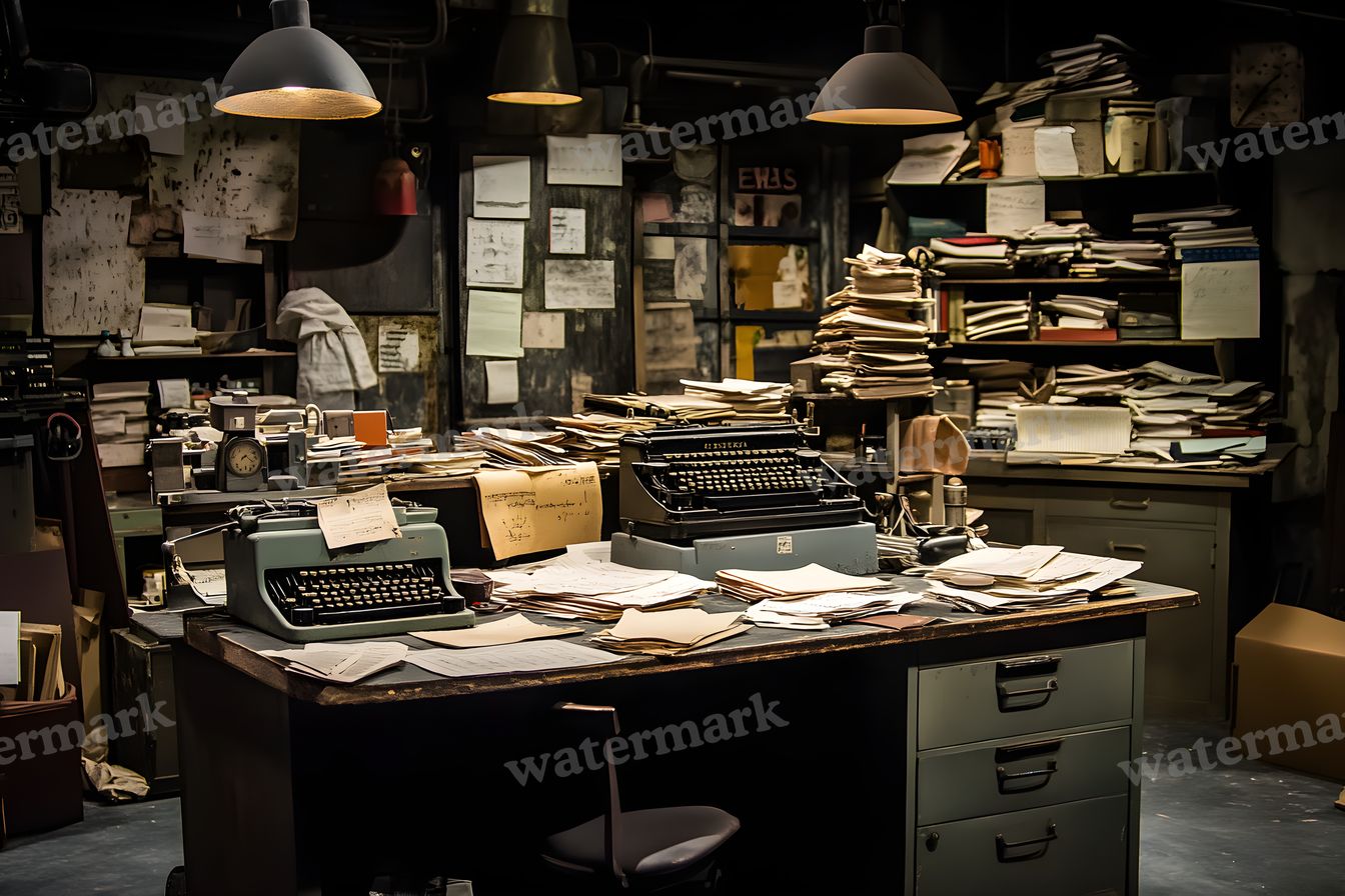 Worn Newsroom Interior Backdrop Images