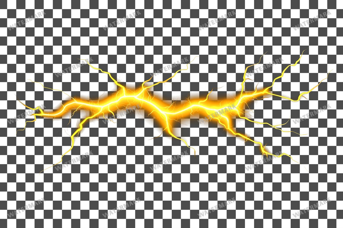 Yellow Lightning Strike Transparent Overlay Pngs