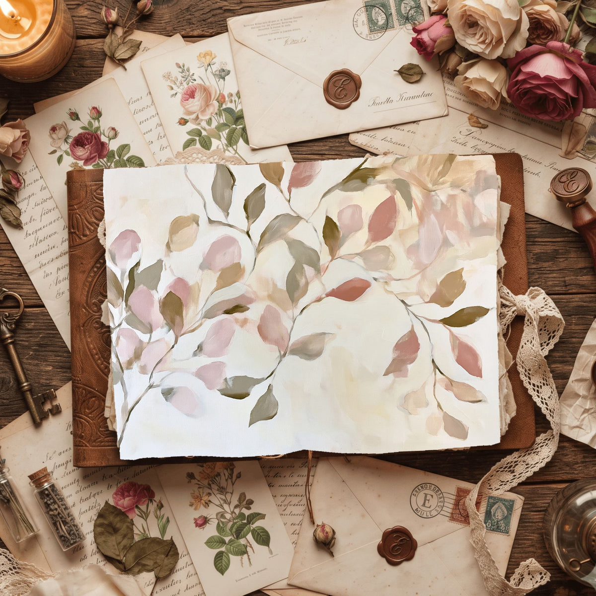 Abstract Botanical Leaves Painting