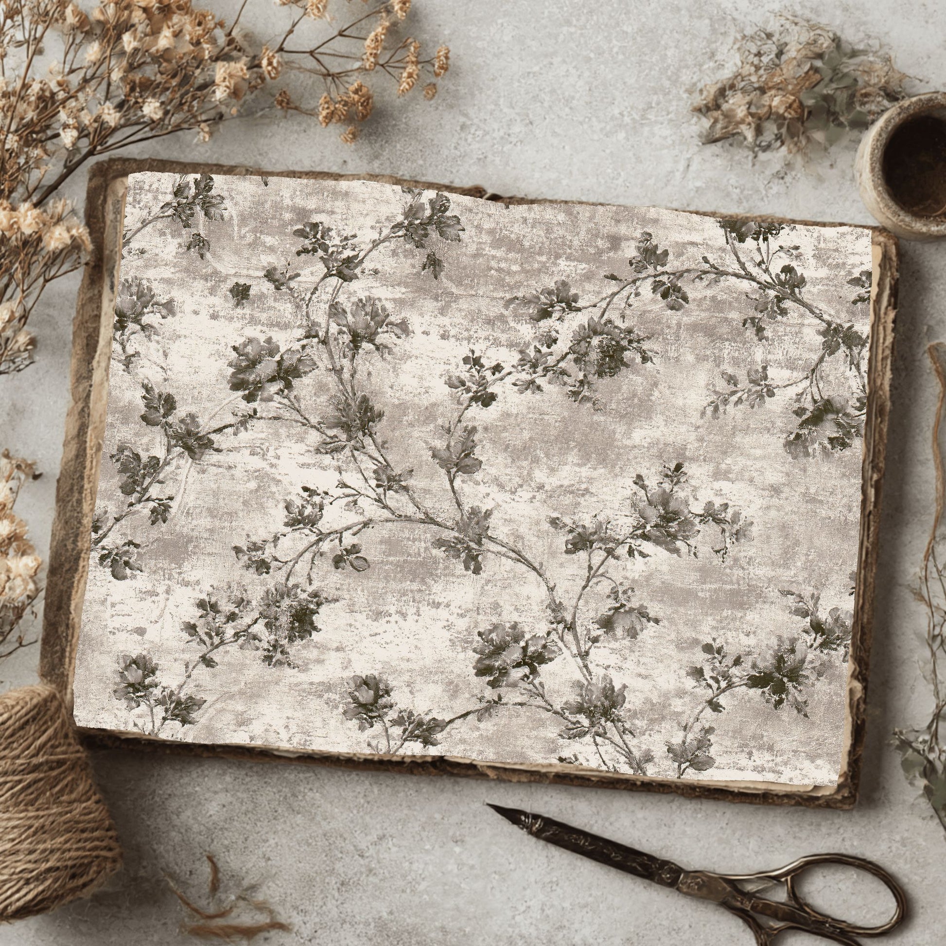 Aged Sepia Floral Vine Wallpaper