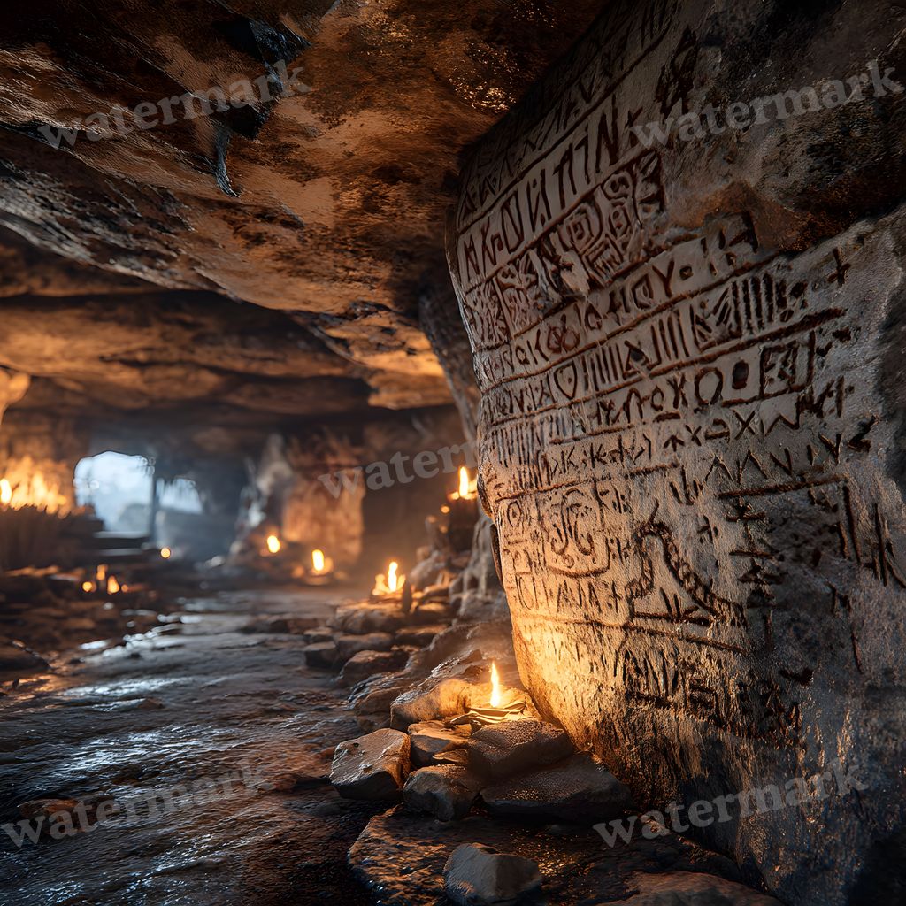 Ancient Burger Deity Cave Art Backdrop Images