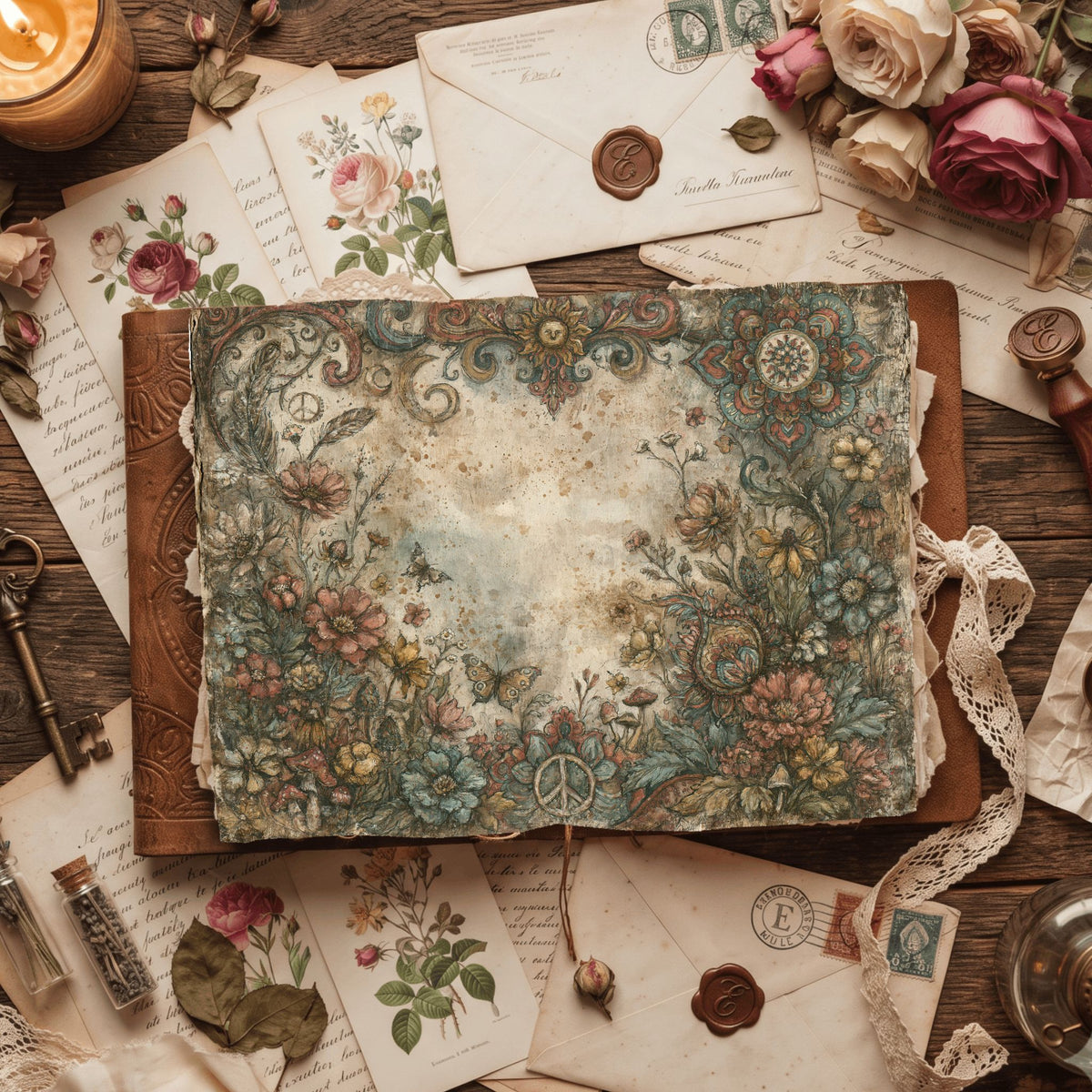 Bohemian Wildflower Journal Paper printable junk journal paper, page preview 13