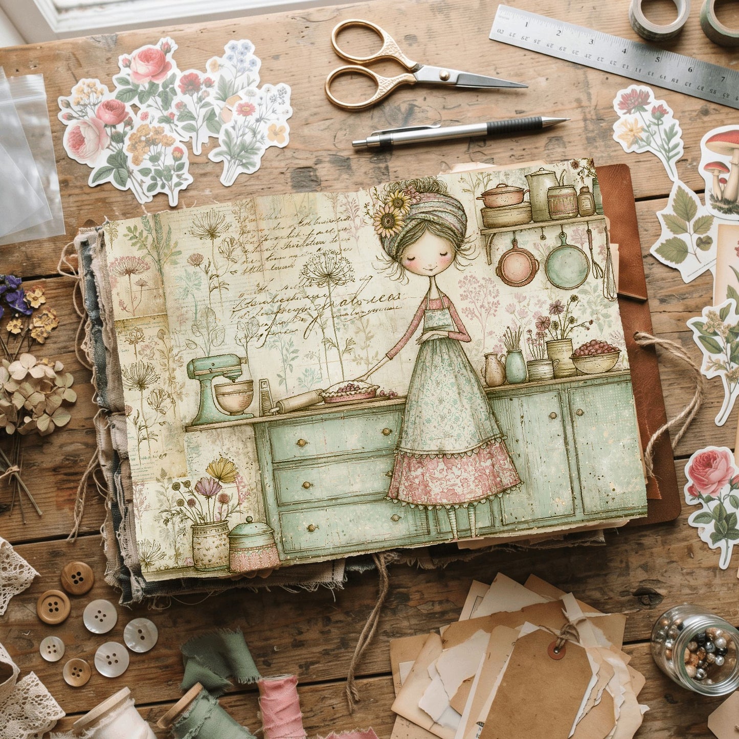 Cozy Berry Pie Kitchen Illustration