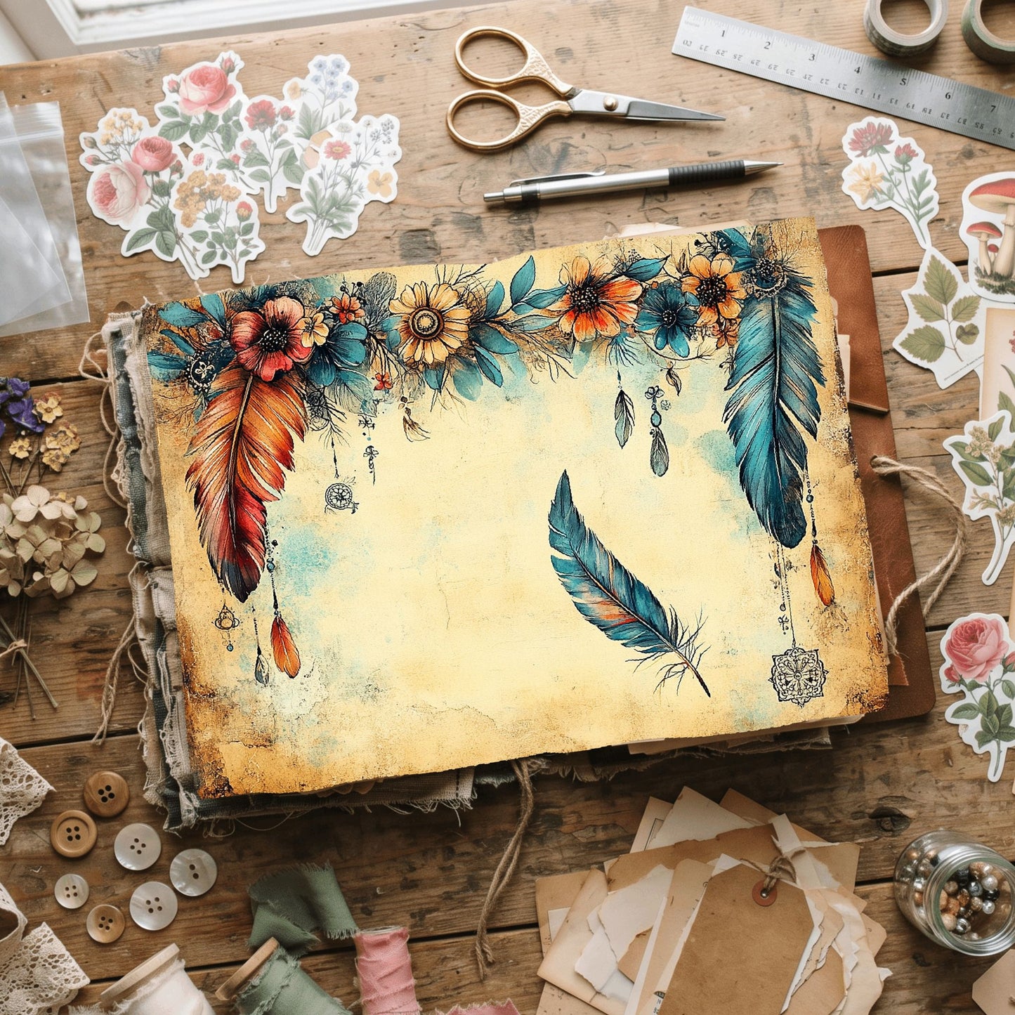 Dreamy Aged Vintage Printable Paper