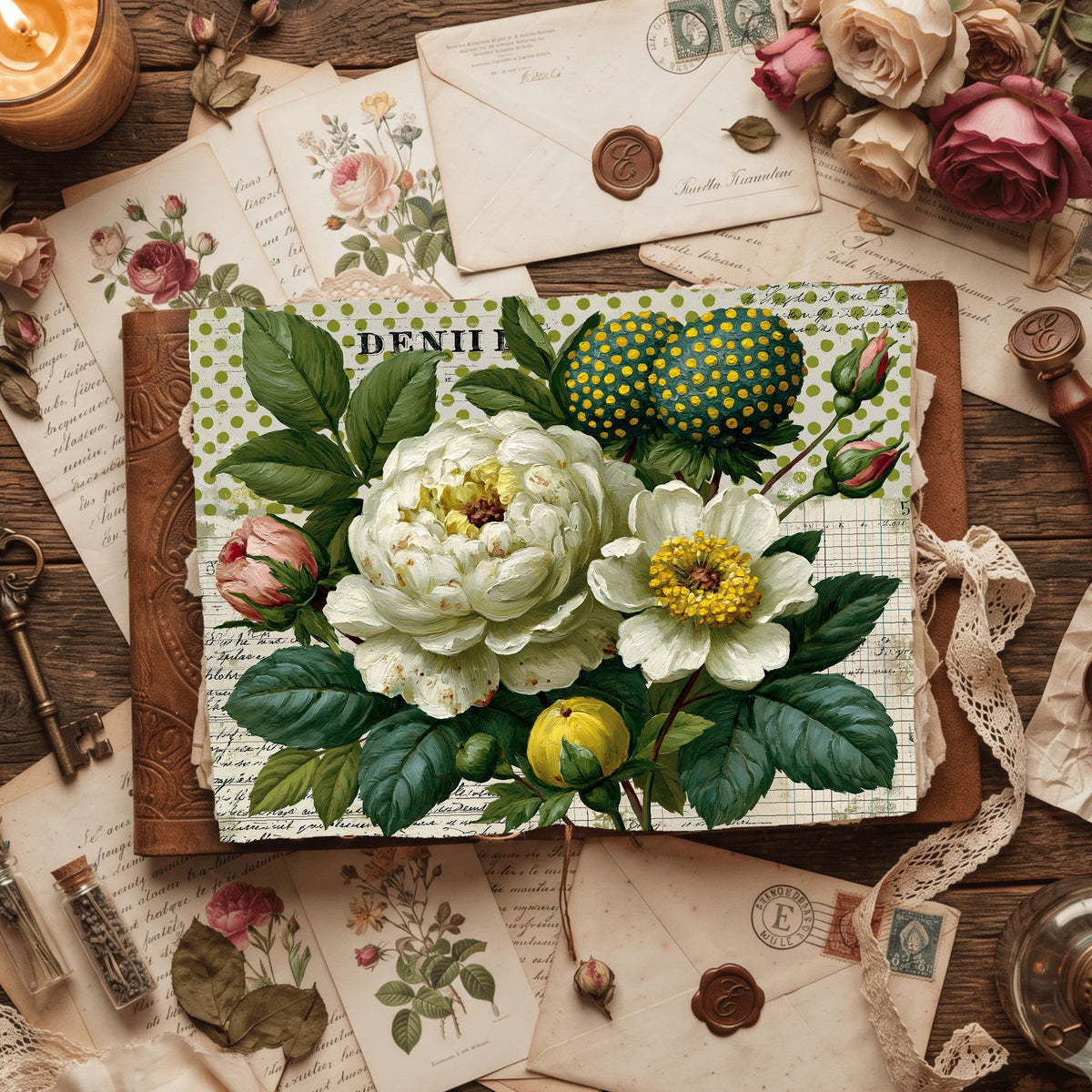 Faded Polka Dot Shabby Chic Journal Paper