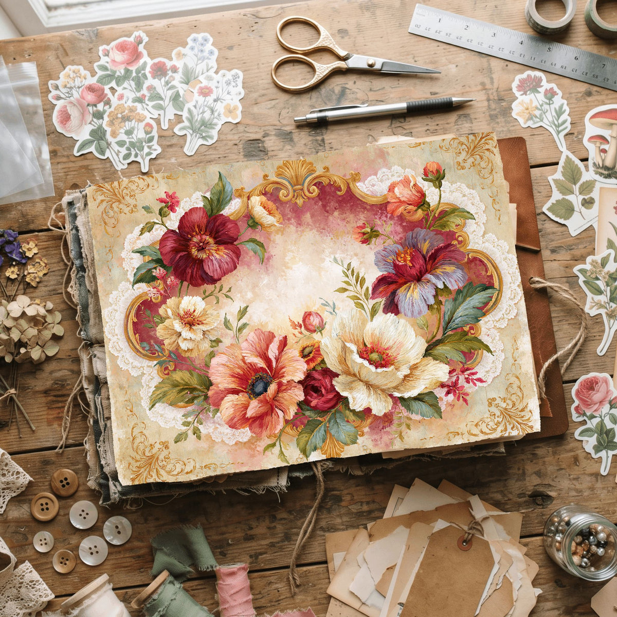 Floral Lace Border Paper
