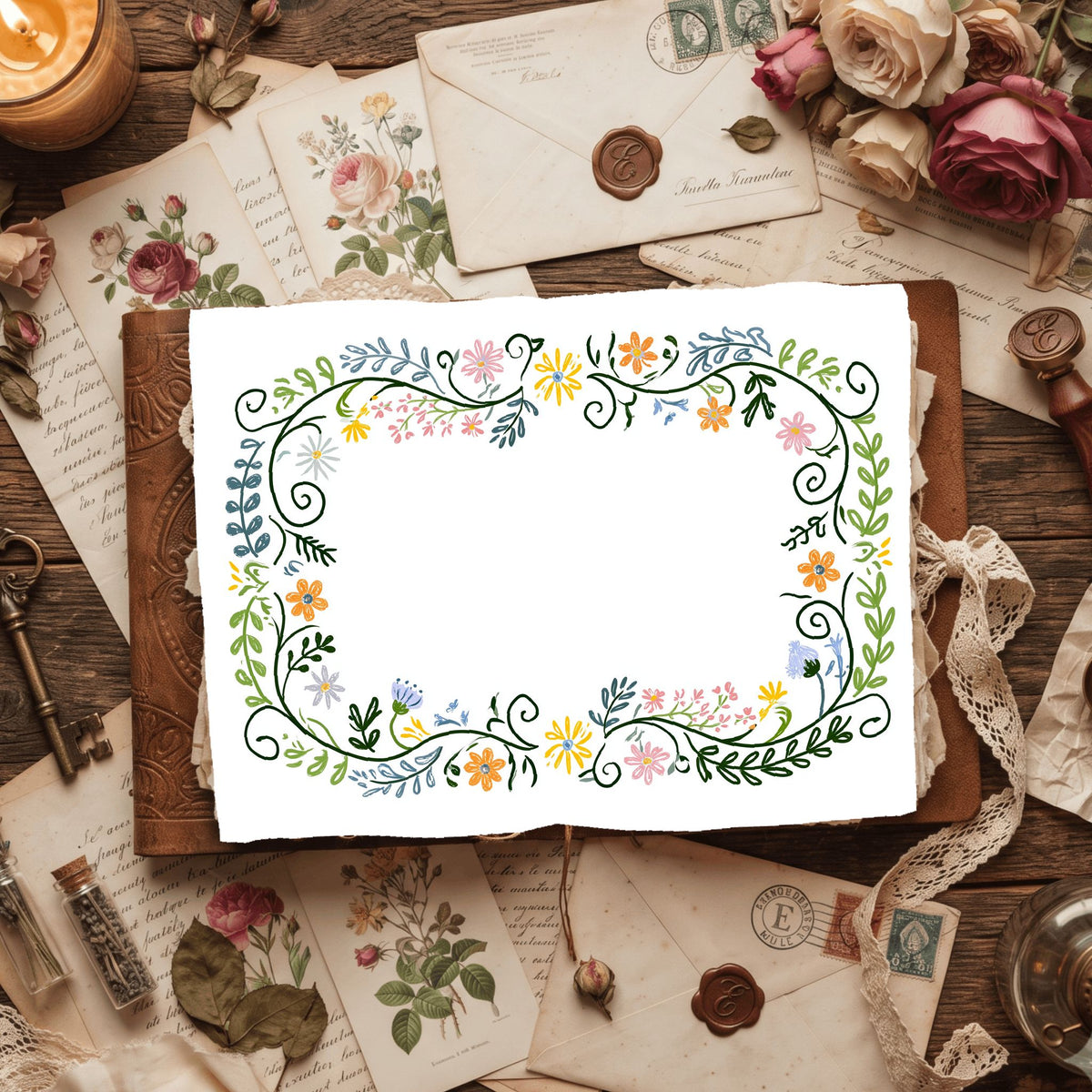 Folk Art Watercolor Floral Pattern