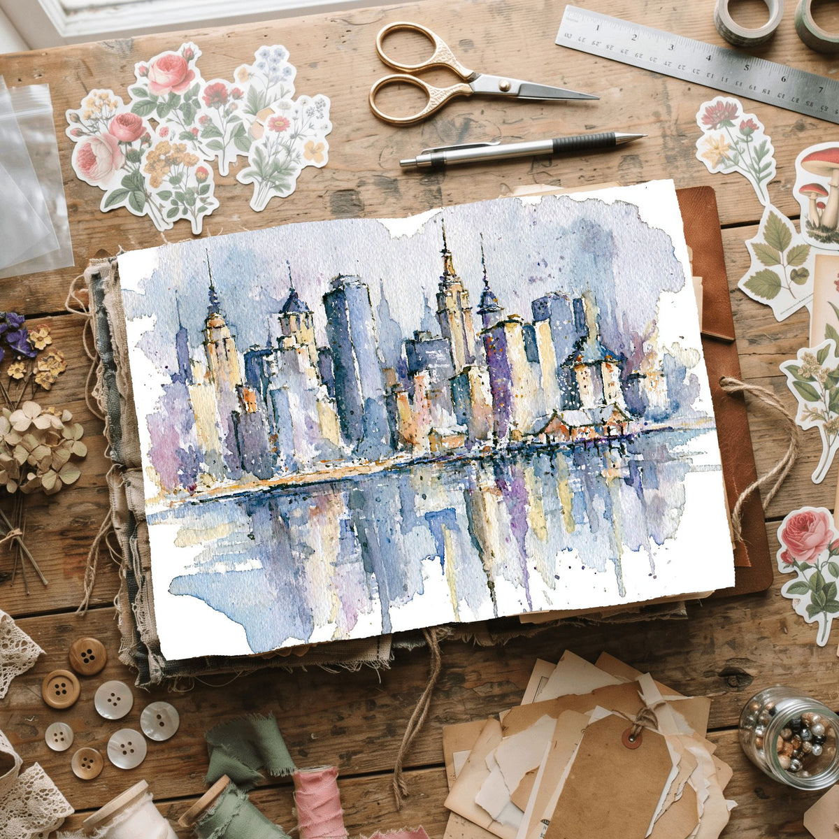 Minimalist Japanese New York Watercolor