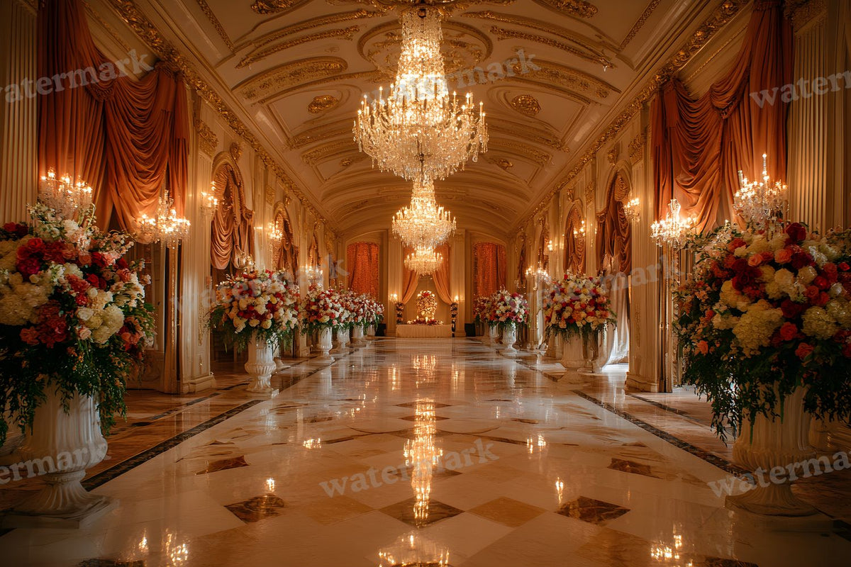 Opulent Wedding Ballroom digital photo backdrop for photo editing, preview 12