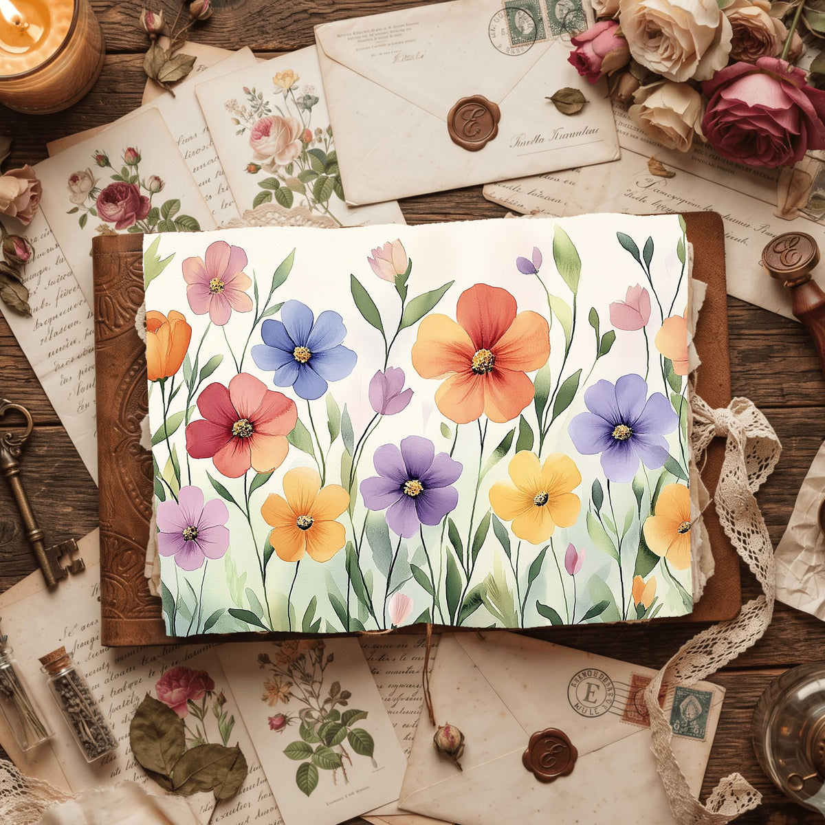 Pastel Botanical Floral Bloom Paper