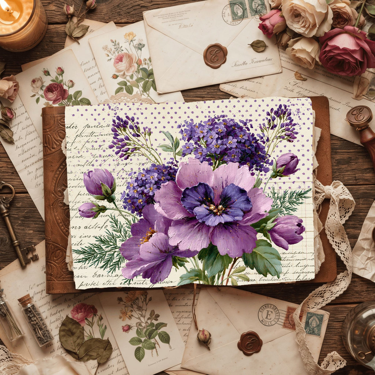 Pastel Purple Shabby Chic Journal Paper