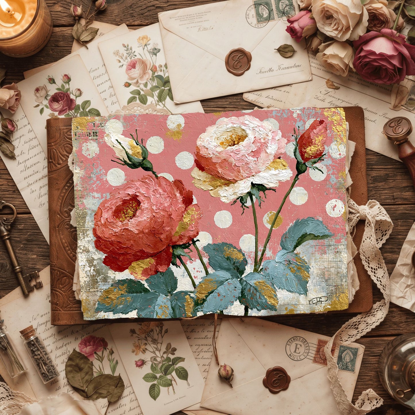 Pink & Gold Shabby Chic Journal Paper