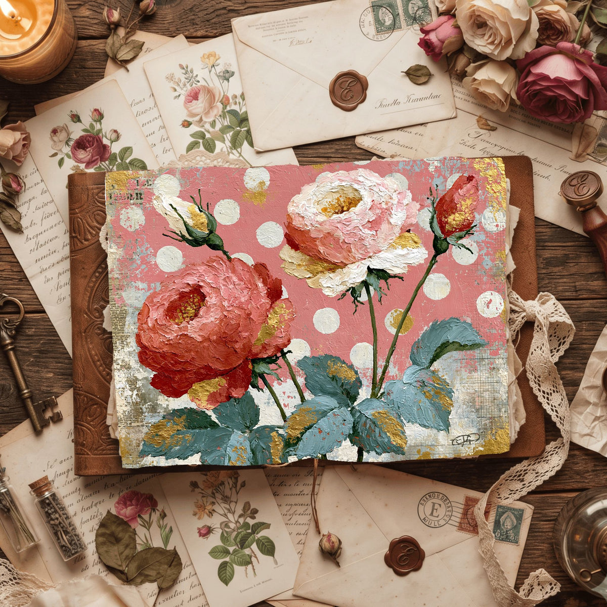 Pink & Gold Shabby Chic Journal Paper