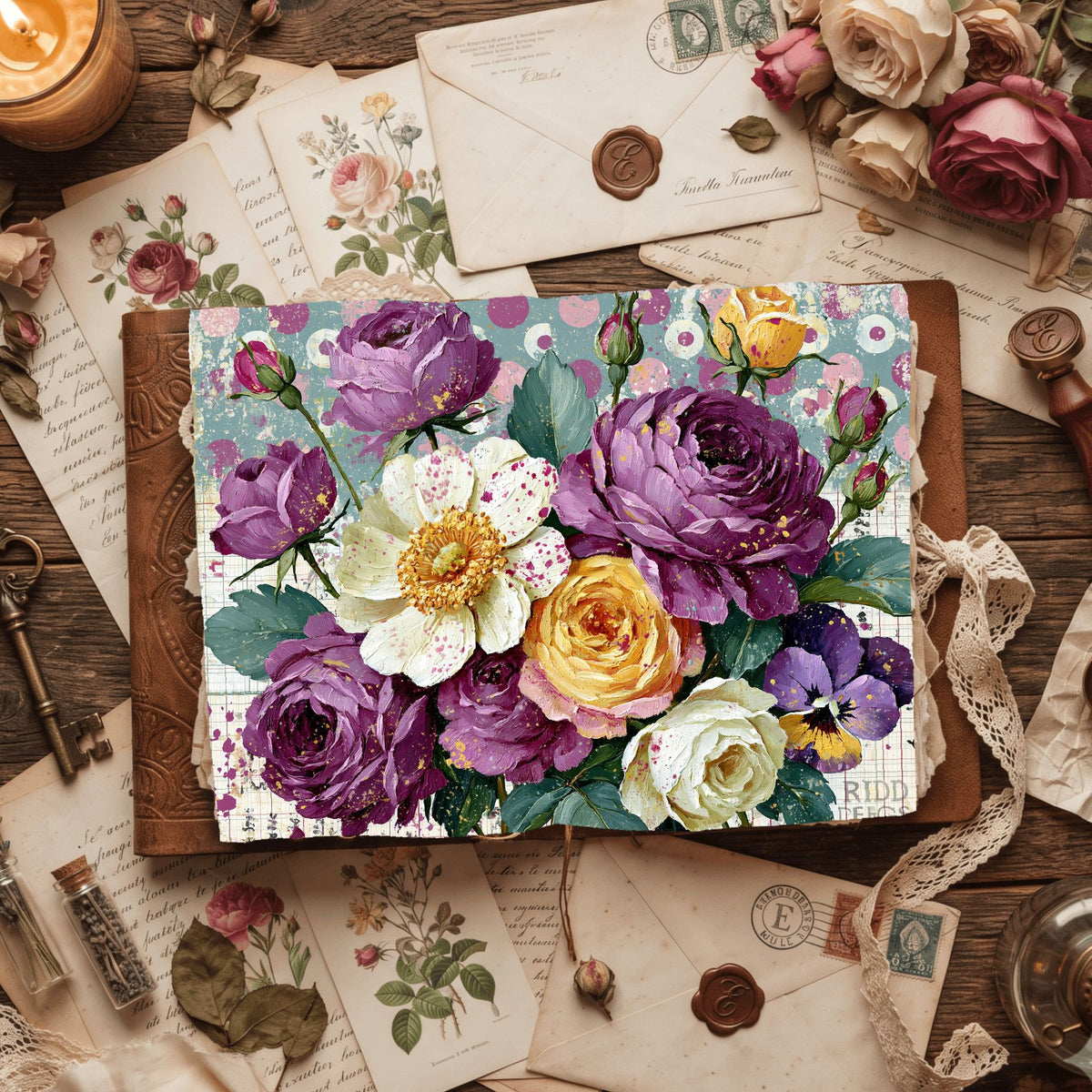 Purple Shabby Chic Journal Paper