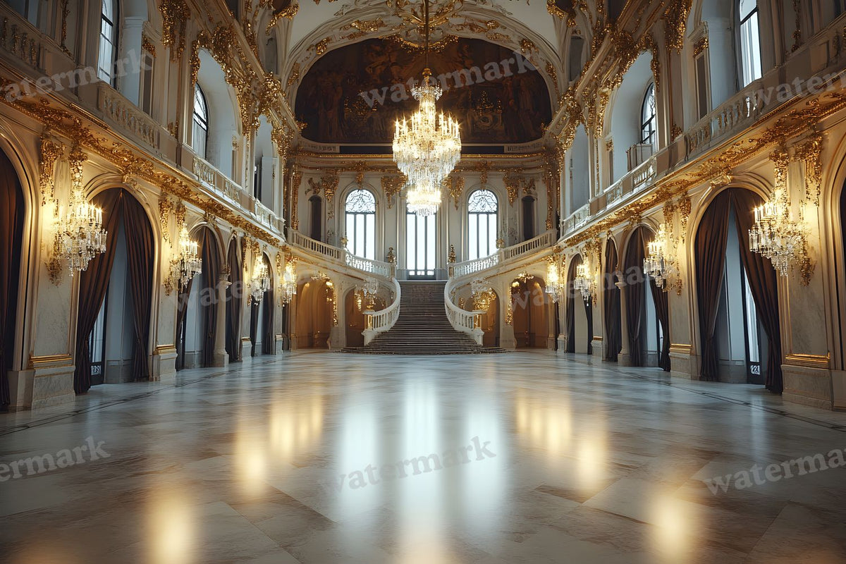 Royal Ornate Ballroom digital photo backdrop for photo editing, preview 12