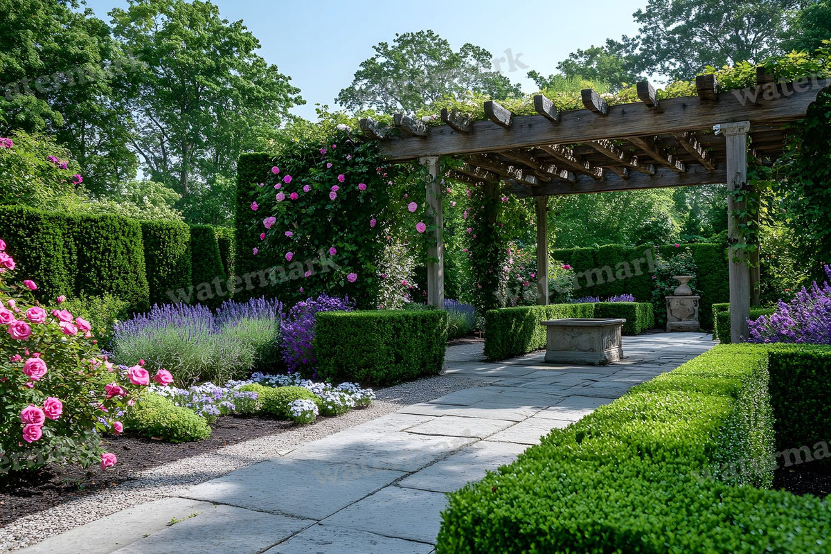 Secret Garden Pergola digital photo backdrop for photo editing, preview 12