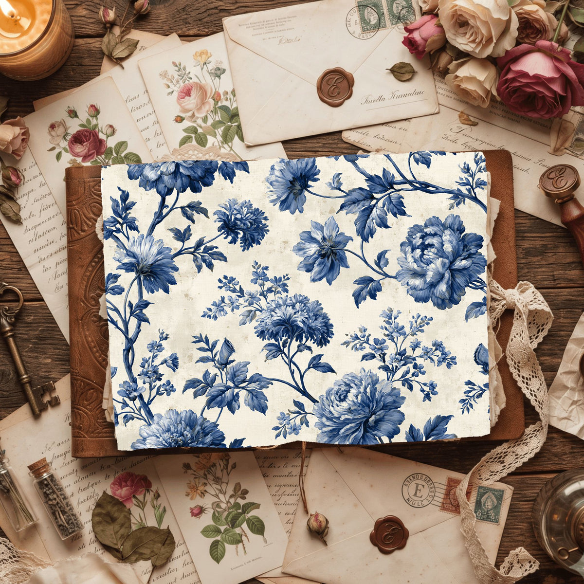 Vintage French Toile Floral Pattern