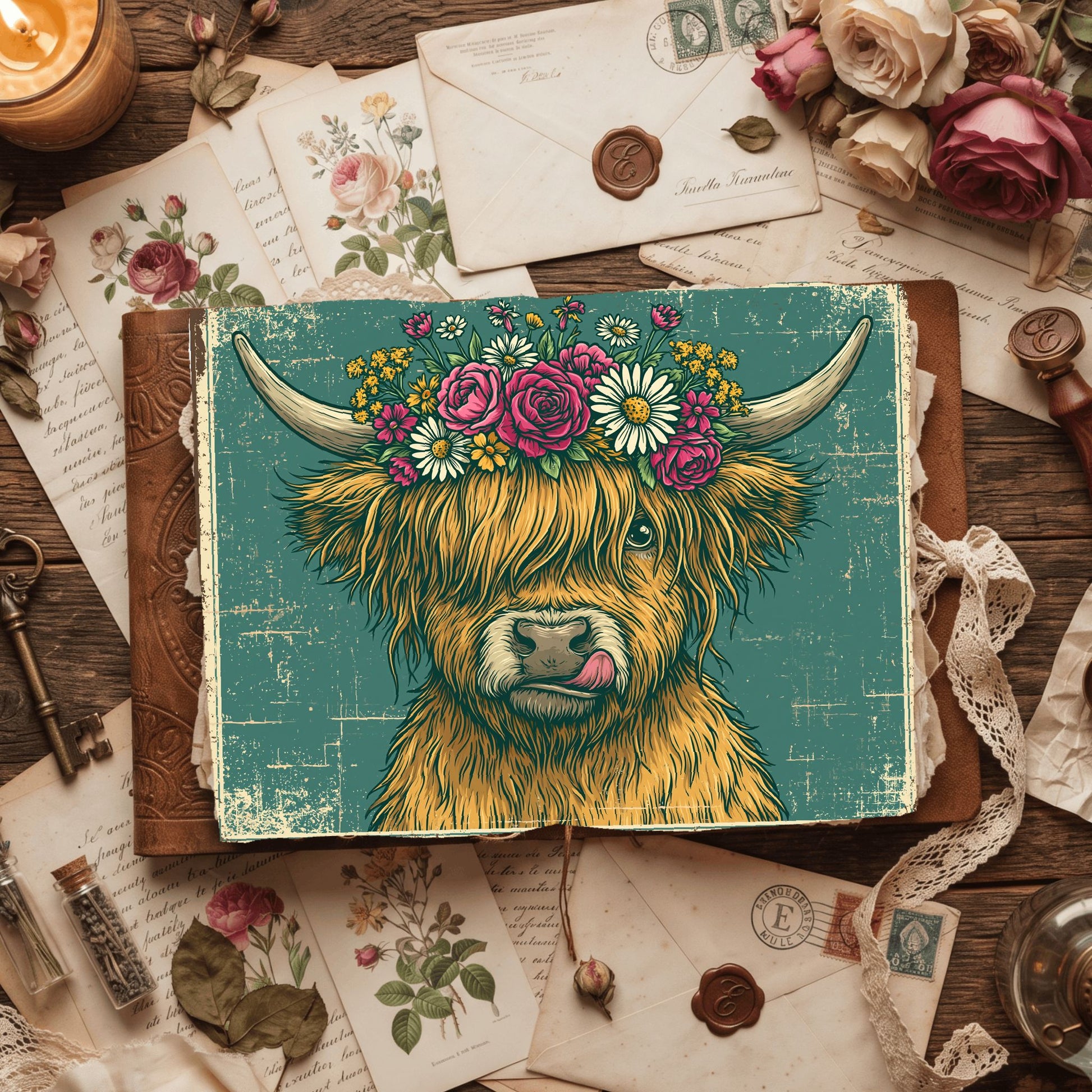 Vintage Highland Cow Tin Sign
