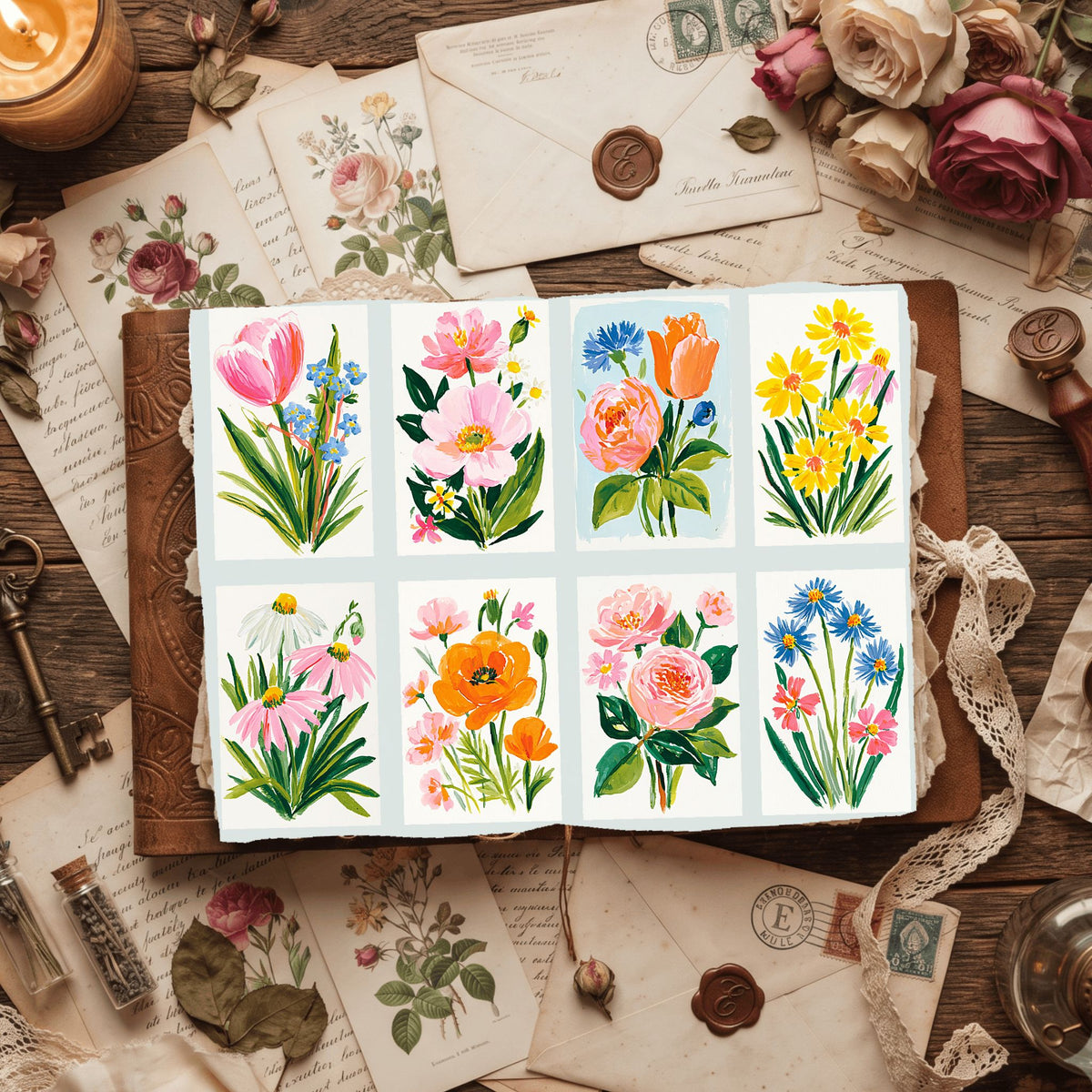 Watercolor Wildflower Botanical Illustration Set