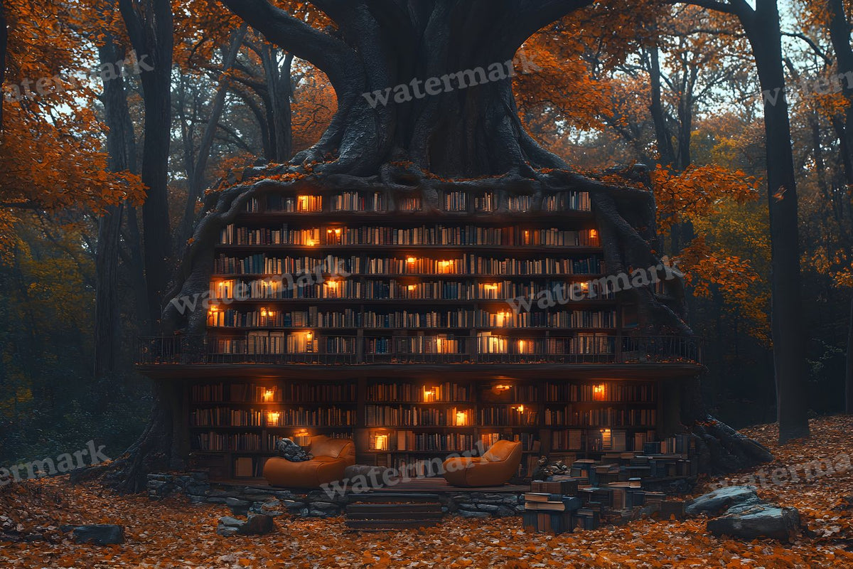 Whisper Library Forest digital photo backdrop for photo editing, preview 12