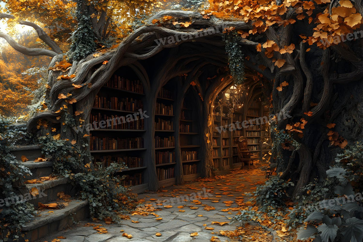 Whisper Library Forest digital photo backdrop for photo editing, preview 12