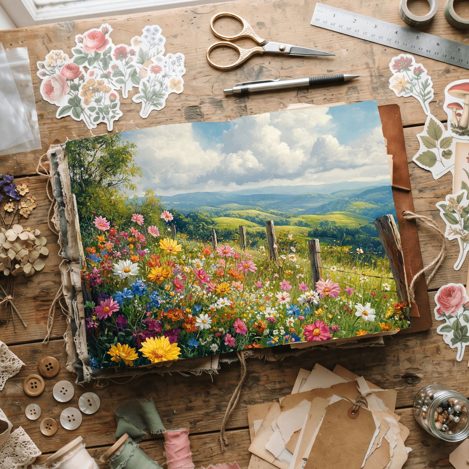 Wildflower Hillside Writing Paper